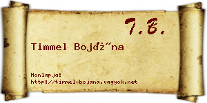 Timmel Bojána névjegykártya